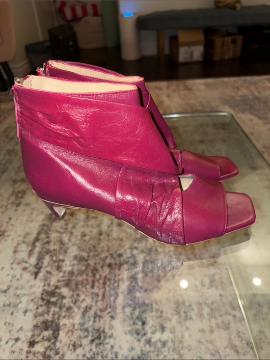 Zara Shoes - Zara Women’s Open-Toe Ankle Boots - Fuchsia Pink Leather 38